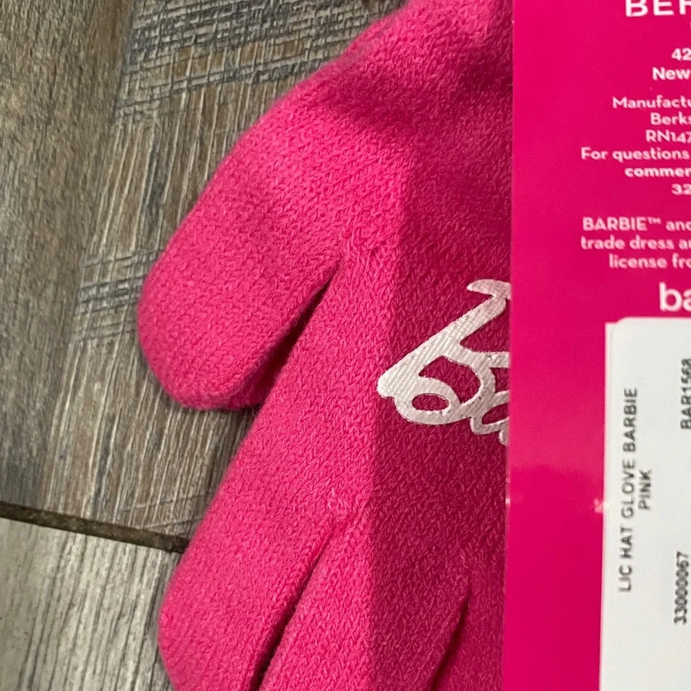 Barbie Pink Pom-Pom Hat and Gloves Set
